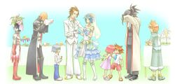  bald banana banana_gyuunyuu blonde_hair blue_hair boots bridal_veil brown_hair choker dark_skin dress eating flower food fruit gloves grapes highres kairi kingdom_hearts kingdom_hearts_birth_by_sleep master_eraqus master_xehanort ponytail red_hair redhead riku sandals silver_hair sora_(kingdom_hearts) terra_(kingdom_hearts) vanitas vanitassora veil ventus wedding wedding_dress 