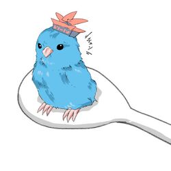  animalization bird black_eyes hat kamishirasawa_keine lowres no_humans rebecca_(keinelove) spoon touhou 
