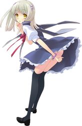  bracelet flyable_heart highres itou_noiji jewelry mary_janes school_uniform shoes skirt solo standing thigh-highs thighhighs yellow_eyes yukishiro_suzuno 