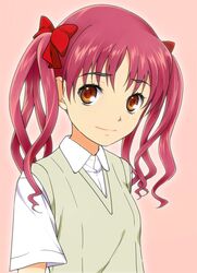  brown_eyes face iizuka_ena long_hair red_hair redhead shirai_kuroko solo sweater_vest to_aru_kagaku_no_railgun to_aru_majutsu_no_index twintails 