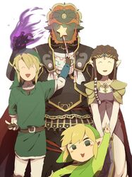  beard blonde_hair brown_hair facial_hair gabu_kichi ganondorf gloves hat link magic nintendo pointy_ears princess_zelda red_hair redhead rod smile super_smash_bros. the_legend_of_zelda tiara toon_link twilight_princess v wind_waker 