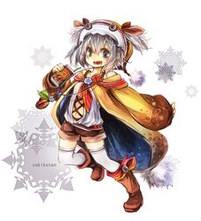  belt boots fujiwara_akina grey_eyes grey_hair hat highres ribbon short_twintails shorts thigh-highs twintails 
