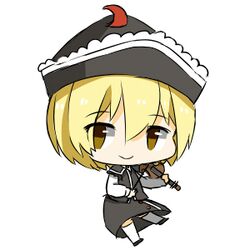 1girl blonde_hair chibi hat instrument katorinuko lowres lunasa_prismriver short_hair touhou violin yellow_eyes