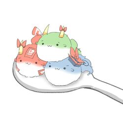  ex-keine fujiwara_no_mokou hat horns kamishirasawa_keine lowres no_humans rebecca_(keinelove) ribbon sukusuku_hakutaku tail touhou 