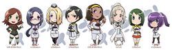  6+girls 8girls chibi eroquis glasses hair_over_one_eye injuu_kangoku multiple_girls pantyhose uniform 