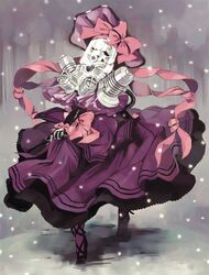  black_gloves capelet dress gargan_zero gloves hat jar mechanization purple_dress silver_hair solo soul_hackers 
