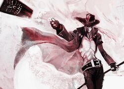  foreshortening guilty_gear hat illustica_phantom johnny johnny_(guilty_gear) male monochrome red sunglasses 