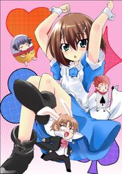   alice_in_wonderland animal_ears baka_to_test_to_shoukanjuu blush boy rabbit_ears crossdressing dress duplicate egg kinoshita_hideyoshi male ribbon shota trap uniform  