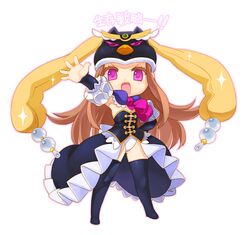  brown_hair chibi corset frills hat long_hair mawaru_penguindrum open_mouth pink_eyes princess_of_the_crystal ran_system solo sparkle takakura_himari thigh-highs thighhighs 
