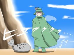  bag blue_eyes hat konpaku_youmu ribbon sand shirosato silver_hair touhou translated translation_request 