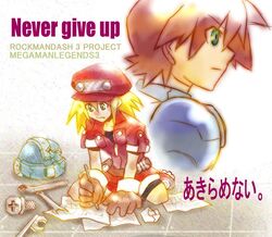  brown_hair gloves green_eyes hat helmet paper q-san rock_volnutt rockman rockman_dash roll_caskett translation_request 