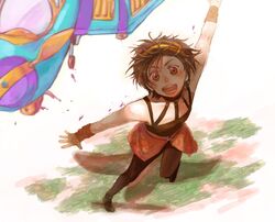  1boy aerosmith_(stand) black_hair headband highres jojo_no_kimyou_na_bouken narancia_ghirga solo stand_(jojo) sulky_mary wristband 