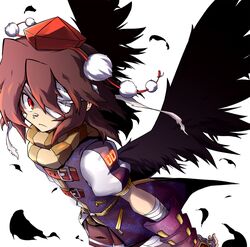  1girl bandage_over_one_eye ichigatsu_toshikazu serious shameimaru_aya solo touhou wings 