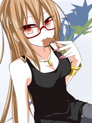  1girl brown_hair glasses lindoh_flores long_hair original red-eyes_macadamiachoco red_eyes solo valentine 
