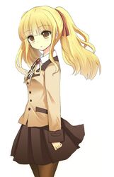 angel_beats! blazer blonde_hair brown_eyes long_hair nananeko pantyhose school_uniform twintails yusa_(angel_beats!) 