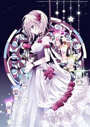  alice_margatroid alternate_costume blonde_hair blue_eyes blue_hallelujah bow dress flower hair_ornament hairband lan_hallelujah open_mouth polearm rose shanghai_doll short_hair solo spear star touhou weapon 