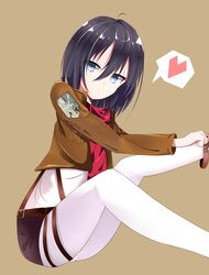  absurdres black_hair blue_eyes co7's heart highres jacket mikasa_ackerman scarf shingeki_no_kyojin short_hair 