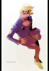  1boy blonde_hair blurry braid character_name depth_of_field giorno_giovanna jojo_no_kimyou_na_bouken miya1018 solo 