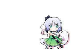  green_eyes konpaku_youmu myon short_hair silver_hair smile sword touhou 