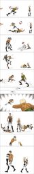  2boys 2girls absurdres bertholt_fubar black_eyes black_hair blonde_hair blue_eyes boots bowing carrying christa_renz closed_eyes comic flower freckles highres hug jacket jean_kirchstein kicking long_image multiple_boys multiple_girls ponytail princess_carry running shingeki_no_kyojin short_hair sigh silent_comic simple_background sweatdrop tagme tall_image tatakisugi thigh_strap uniform white_background ymir_(shingeki_no_kyojin) 