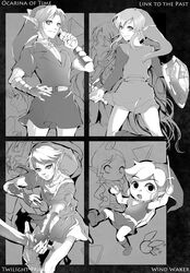  belt english fairy imp link midna monochrome muse_(rainforest) ocarina_of_time princess_zelda shield sword tetra the_legend_of_zelda toon_link triforce twilight_princess weapon wind_waker 
