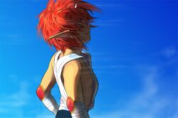  artist_request horn jin_kaze_tsukai male pointy_ears profile red_hair redhead short_hair simple_background solo yu_yu_hakusho yuu_yuu_hakusho 