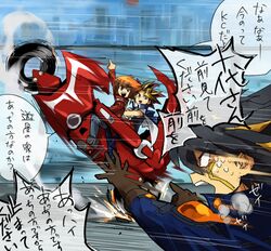  black_hair blonde_hair brown_eyes brown_hair chiro_(pez777) fudou_yuusei gloves male motor_vehicle motorcycle multicolored_hair mutou_yuugi open_mouth school_uniform slifer_red_uniform translated translation_request vehicle wheelie yu-gi-oh! yuki_judai yuu-gi-ou yuu-gi-ou_5d's yuu-gi-ou_5d's yuu-gi-ou_duel_monsters yuu-gi-ou_gx yuuki_juudai 