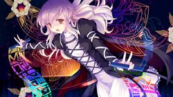  1girl cetera dress flower gradient_hair hijiri_byakuren long_hair lotus multicolored_hair solo sorcerer's_sutra_scroll touhou yellow_eyes 
