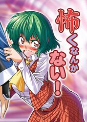  ascot blush cover cover_page green_hair kazami_yuuka morichika_rinnosuke open_mouth plaid plaid_skirt plaid_vest red_eyes satou_yuuki shirt skirt skirt_set tears touhou translated translation_request vest wavy_mouth youkai 