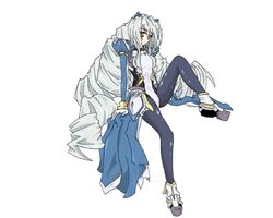  flat_chest konamochi_(reikenarata) kyoukai_senjou_no_horizon long_hair neito_mitotsudaira pantyhose silver_hair very_long_hair yellow_eyes 