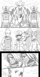 child comic corn_(pokemon) dark_trinity dent_(pokemon) geechisu_(pokemon) greyscale iris_(pokemon) monochrome pikachu pod_(pokemon) pokemon pokemon_(anime) pokemon_(game) pokemon_black_and_white pokemon_bw satoshi_(pokemon) 