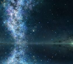  absurdres highres horizon iy_tujiki original reflection scenery shooting_star space star_(sky) 