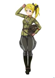 1girl absurdres ayase_eli boots heli highres long_hair love_live!_school_idol_project military nazi swastika uniform world_war_ii 