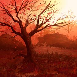  juuyonkou leaf no_humans original red scenary scenery tree 