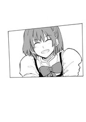  grin hair_ornament hairclip mahou_shoujo_madoka_magica miki_sayaka monochrome school_uniform short_hair smile sokusekimaou solo 