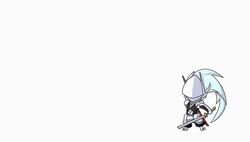  blazblue chibi hakumen sword weapon white white_hair 