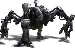  3d all_fours final_fantasy final_fantasy_xiii final_fantasy_xiii-2 no_humans official_art omega_(final_fantasy) robot shadow simple_background solo 