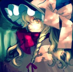  1girl blonde_hair braid hat kayako_(tdxxxk) kirisame_marisa long_hair smile solo touhou witch_hat yellow_eyes 