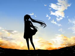  clouds hatsune_miku kabe_neko silhouette sky sunset vocaloid 