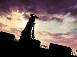  clouds kabe_neko kagamine_rin silhouette sky sunset vocaloid 
