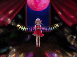  blonde_hair child crystal flandre_scarlet night ribonchan skirt skirt_set solo standing the_embodiment_of_scarlet_devil touhou wings 