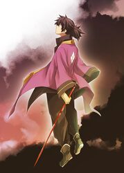  bad_id black_hair coat male pants ponytail raven raven_(tov) ryua_(marble-c) shoes solo sword tales_of_(series) tales_of_vesperia weapon 