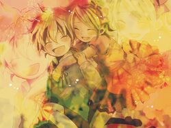  amoko_(chokokorone) bow dress kagamine_len kagamine_rin loli vocaloid 