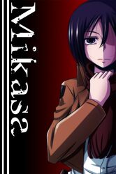  1girl blue_eyes blue_hair bust highres long_hair mikasa_ackerman nishi_koutarou scarf shingeki_no_kyojin solo 