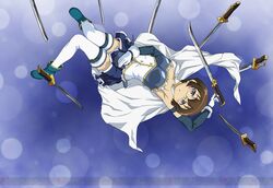  armpits cosplay glasses katana magical_girl mahou_shoujo_madoka_magica miki_sayaka miki_sayaka_(cosplay) official_art ore_no_imouto_ga_konna_ni_kawaii_wake_ga_nai solo sword tamura_manami weapon 