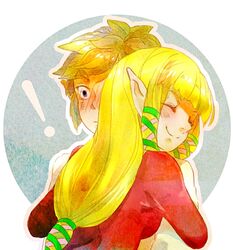  5515140 blonde_hair blue_eyes blush hug link long_hair nintendo princess_zelda skyward_sword smile the_legend_of_zelda 