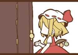  1girl adomi blonde_hair comic flandre_scarlet hat hat_ribbon millipen_(medium) ribbon solo touhou traditional_media 