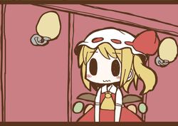  1girl adomi blonde_hair comic flandre_scarlet hat hat_ribbon millipen_(medium) ribbon solo touhou traditional_media 