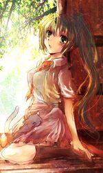  green_eyes green_hair higurashi_no_naku_koro_ni kasuga_marimo kasugamarimo long_hair ponytail sonozaki_mion 