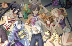  aikawa_ayumu armor eucliwood_hellscythe group haruna_(kore_wa_zombie_desu_ka?) kore_wa_zombie_desu_ka? maelstrom seraphim_(kore_wa_zombie_desu_ka?) sleeping 